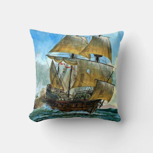 Cojín Decorativo hermoso barco de cuatro mástiles