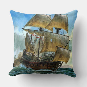 Cojín Decorativo hermoso barco de cuatro mástiles
