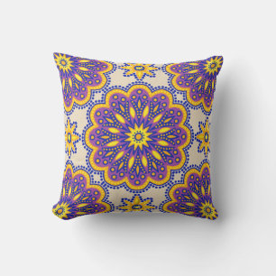 Cojín Decorativo Hermoso Boho Purple Talavera Tile