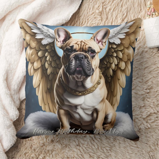 Cojín Decorativo Hermoso Bulldog francés y alas ángel (Manta)