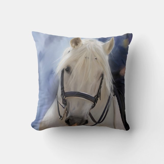Cojín Decorativo Hermoso caballo blanco (Anverso)