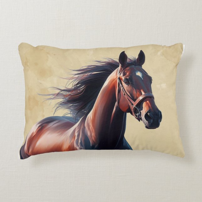 Cojín Decorativo Hermoso caballo marrón navidad (Anverso)