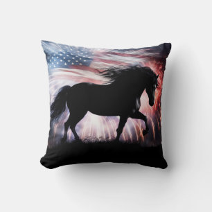 Cojín Decorativo Hermoso caballo y país americano