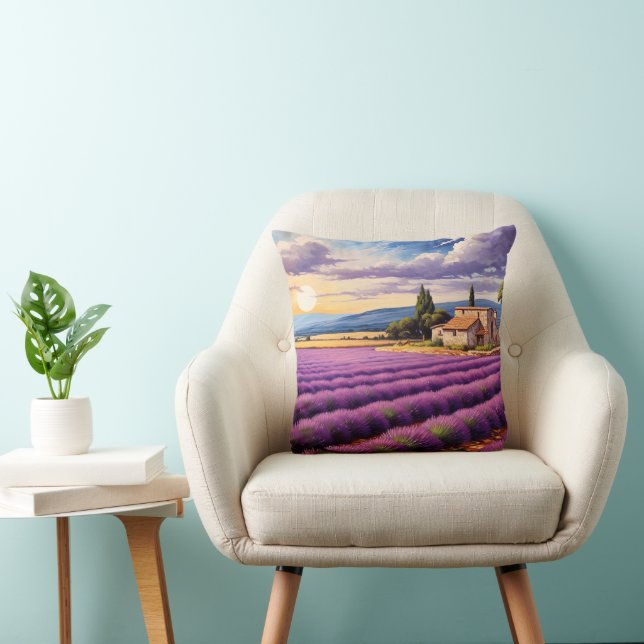Cojín Decorativo Hermoso campo de lavanda en Provenza (Silla)
