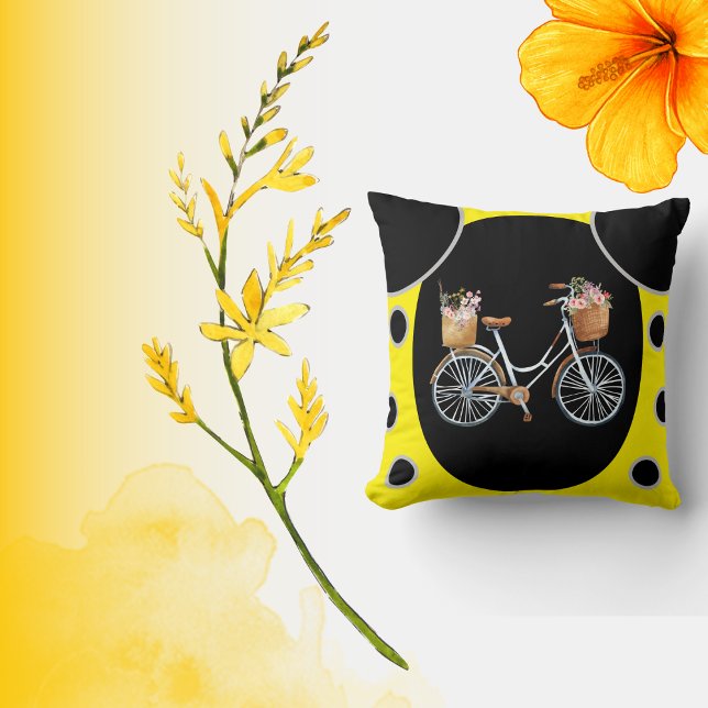 Cojín Decorativo hermoso ciclo con fondo negro y amarillo (Subido por el creador)