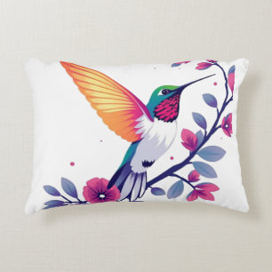 Cojín Decorativo Hermoso colibrí y floral