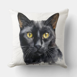 COJÍN DECORATIVO HERMOSO COLOR DE AGUA CARA DE GATO NEGRO NEGRO
