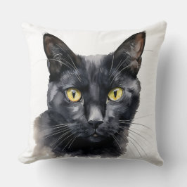 COJÍN DECORATIVO HERMOSO COLOR DE AGUA CARA DE GATO NEGRO NEGRO