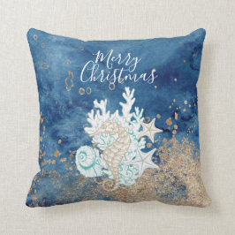 Cojín Decorativo Hermoso color de arena azul Navidades personalizad
