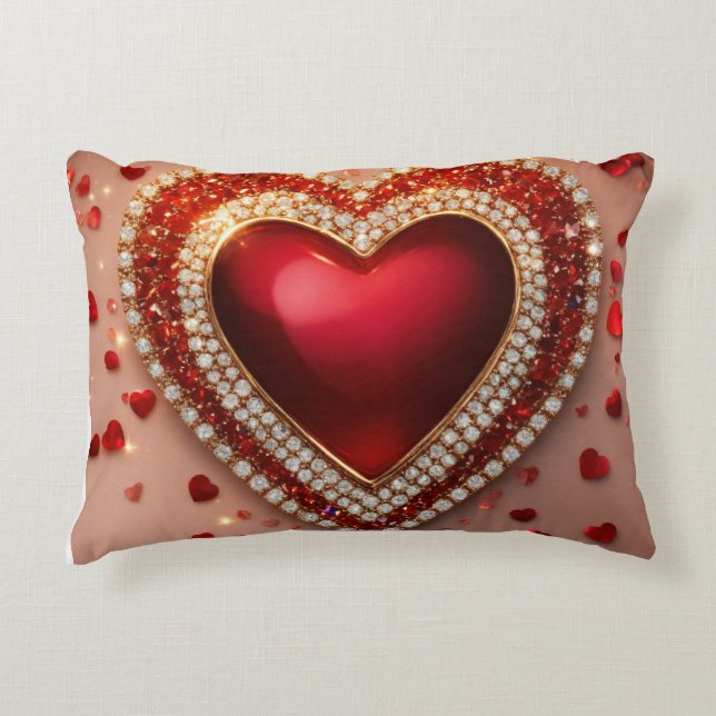 Cojín Decorativo Hermoso corazón con diamantes (Anverso)