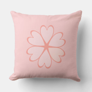Cojín Decorativo Hermoso corazón de flor en rosa claro