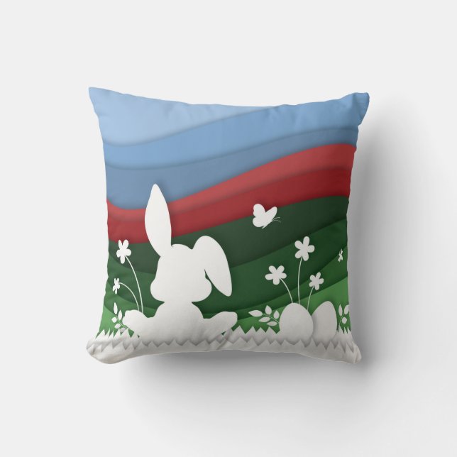 Cojín Decorativo Hermoso de Pascua en la pradera de primavera (Anverso)