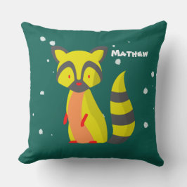 Cojín Decorativo Hermoso decorativo de guardería de mapache monogra