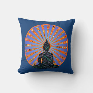 Cojín Decorativo Hermoso disco de meditación con silueta de Buda