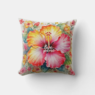 Cojín Decorativo Hermoso diseño de flores de hibisco LIVE PONO vibr