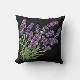 Cojín Decorativo Hermoso diseño de flores de lavanda de acuarela