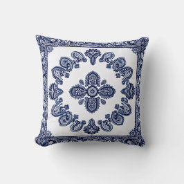 Cojín Decorativo Hermoso diseño floral azul