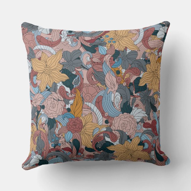 Cojín Decorativo Hermoso diseño floral oriental (Reverso )
