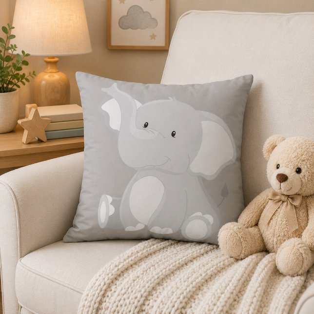 Cojín Decorativo Hermoso elefante bebé gris (Subido por el creador)