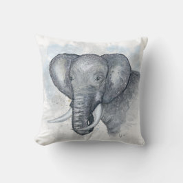 Cojín Decorativo Hermoso elefante plateado brillante