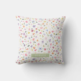 Cojín Decorativo Hermoso estampado floral en acuarela con nombre pe