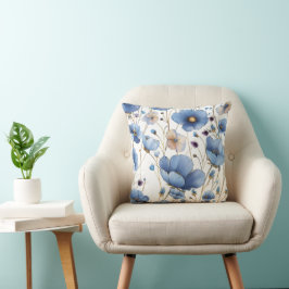 Cojín Decorativo Hermoso floral azul claro