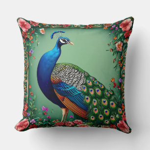 Cojín Decorativo Hermoso fondo de flor de pavo real