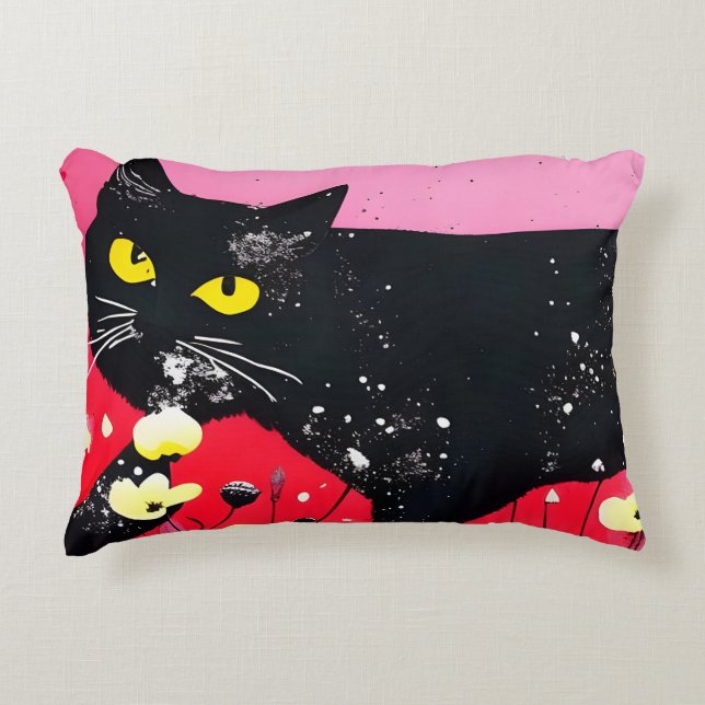 Cojín Decorativo Hermoso gato negro (Anverso)
