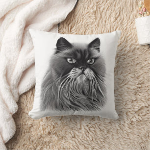 Cojín Decorativo Hermoso gato persa en blanco y negro