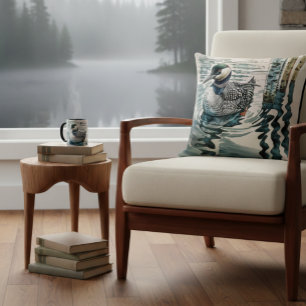 Cojín Decorativo hermoso globo sobre el agua en acuarela