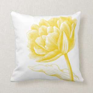 Cojín Decorativo Hermoso Ilustracion floral amarillo vintage