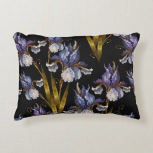 Cojín Decorativo Hermoso irises de primavera bordado sin costura
