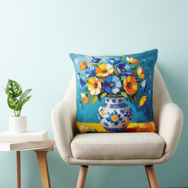 Cojín Decorativo Hermoso jarrón de flores  (Silla)