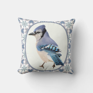 Cojín Decorativo Hermoso Jay Bird Azul
