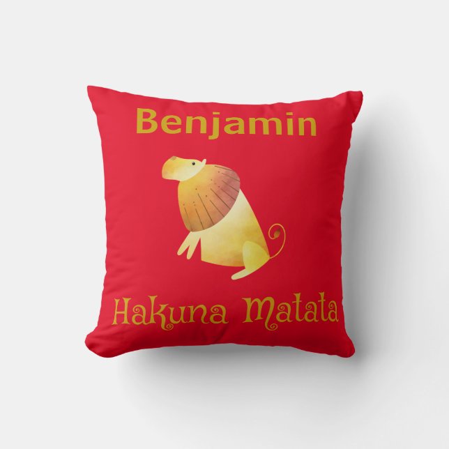 Cojín Decorativo Hermoso León Hakuna Matata (Anverso)