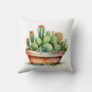 Cojín Decorativo hermoso lindo cactus de impresión verde