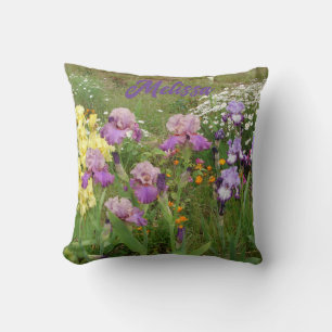 Cojín Decorativo Hermoso lirio púrpura Irises flor floral Jardín