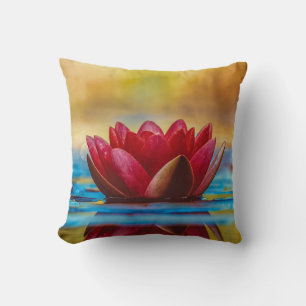 Cojín Decorativo Hermoso Loto Rojo, Zen