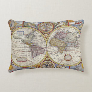 Cojín Decorativo Hermoso mapa antiguo y vintage del viejo mundo