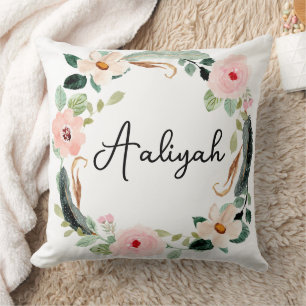 Cojín Decorativo Hermoso Monograma con nombre floral