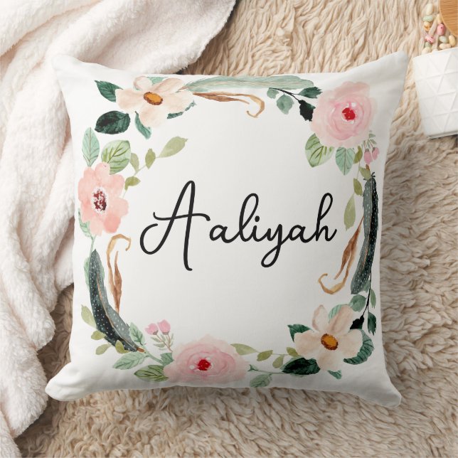 Cojín Decorativo Hermoso Monograma con nombre floral (Manta)