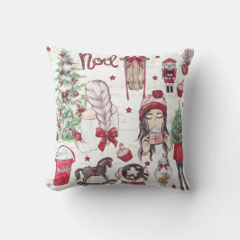 Cojín Decorativo Hermoso Navidades de color rojo pintado a mano