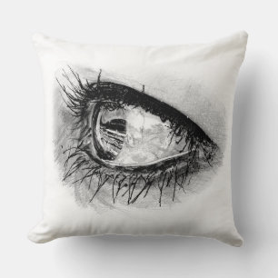 Cojín Decorativo Hermoso ojo de mujer con rímel completo en almohad