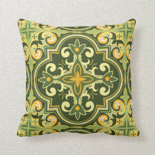 Cojín Decorativo 💚 💛 Hermoso olivo y azulejos amarillos