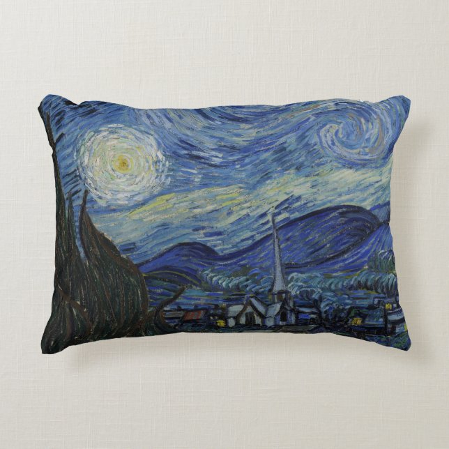 Cojín Decorativo Hermoso paisaje Blue Night Sky Golden Stars (Anverso)