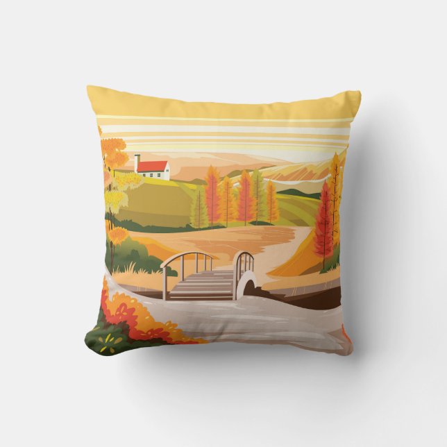 Cojín Decorativo Hermoso paisaje otoñal (Anverso)