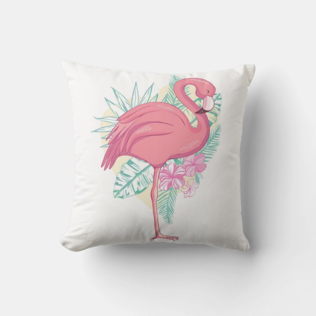 Cojín Decorativo Hermoso pájaro Flamingo Rosa (Anverso)