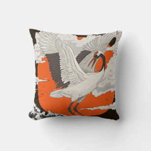 Cojín Decorativo Hermoso pájaro grulla japonés