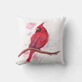 Cojín Decorativo Hermoso Pájaro Rojo Brillante