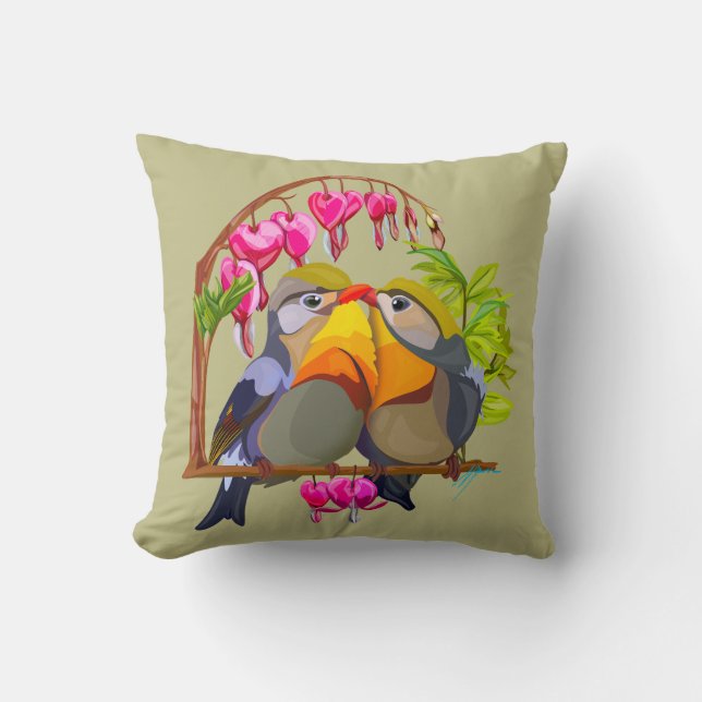 Cojín Decorativo Hermoso par de pájaros Pekin Robin (Anverso)